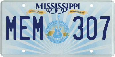 MS license plate MEM307