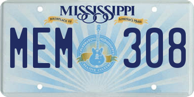 MS license plate MEM308