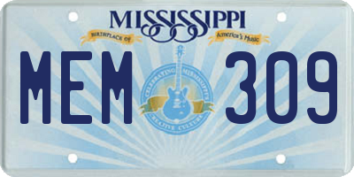 MS license plate MEM309