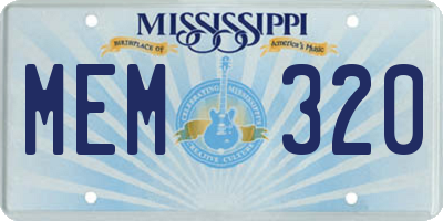 MS license plate MEM320