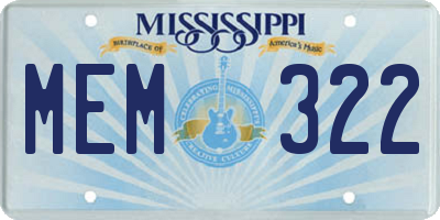 MS license plate MEM322