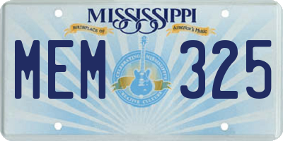 MS license plate MEM325