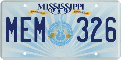 MS license plate MEM326
