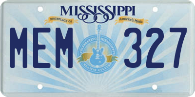 MS license plate MEM327