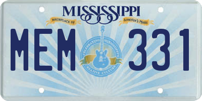 MS license plate MEM331