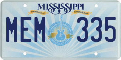 MS license plate MEM335