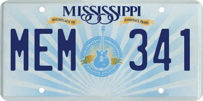 MS license plate MEM341