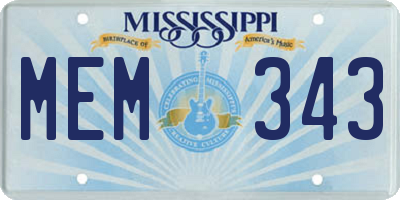 MS license plate MEM343