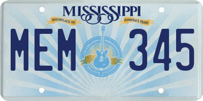 MS license plate MEM345