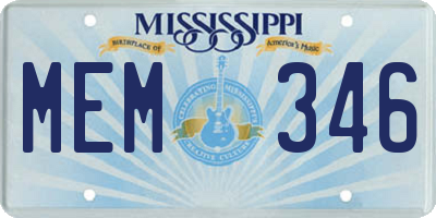 MS license plate MEM346