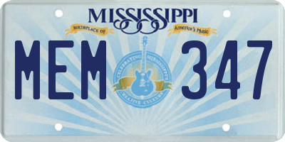 MS license plate MEM347
