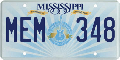 MS license plate MEM348