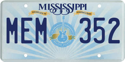 MS license plate MEM352