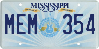 MS license plate MEM354