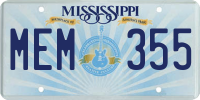 MS license plate MEM355