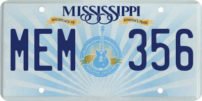 MS license plate MEM356