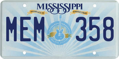 MS license plate MEM358