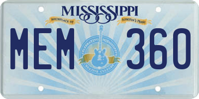 MS license plate MEM360