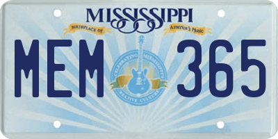 MS license plate MEM365
