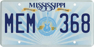 MS license plate MEM368