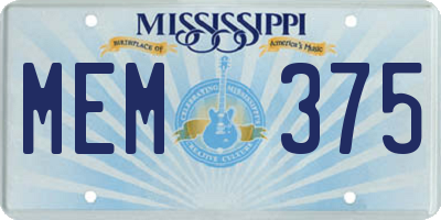 MS license plate MEM375