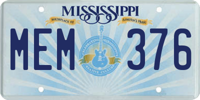 MS license plate MEM376