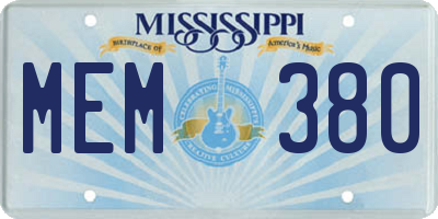 MS license plate MEM380