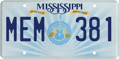 MS license plate MEM381
