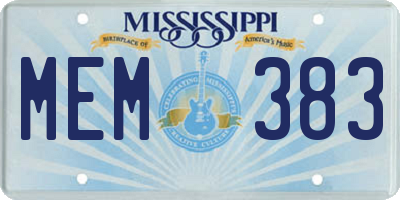 MS license plate MEM383