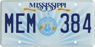 MS license plate MEM384