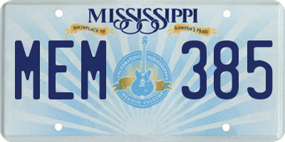 MS license plate MEM385