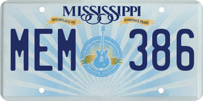 MS license plate MEM386