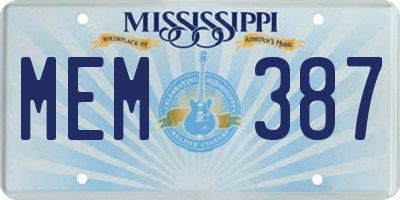 MS license plate MEM387