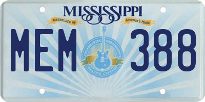 MS license plate MEM388