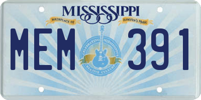 MS license plate MEM391