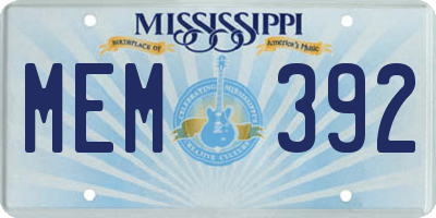 MS license plate MEM392