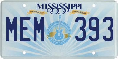 MS license plate MEM393