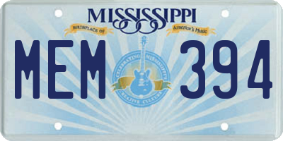 MS license plate MEM394