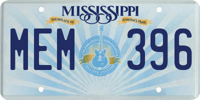 MS license plate MEM396