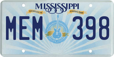 MS license plate MEM398