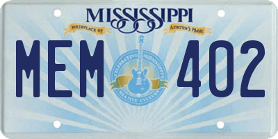 MS license plate MEM402