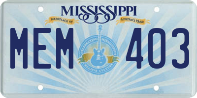 MS license plate MEM403