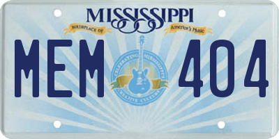 MS license plate MEM404
