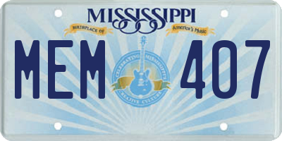 MS license plate MEM407