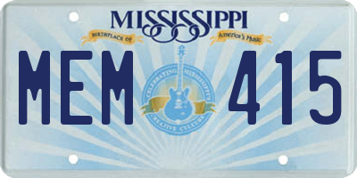 MS license plate MEM415