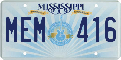MS license plate MEM416