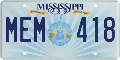 MS license plate MEM418