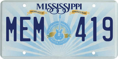 MS license plate MEM419