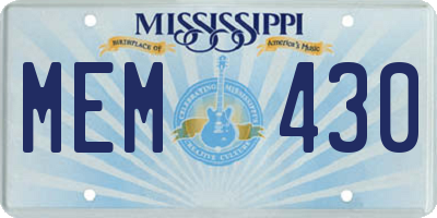 MS license plate MEM430