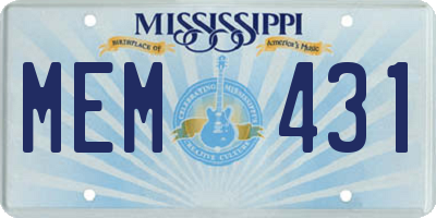 MS license plate MEM431